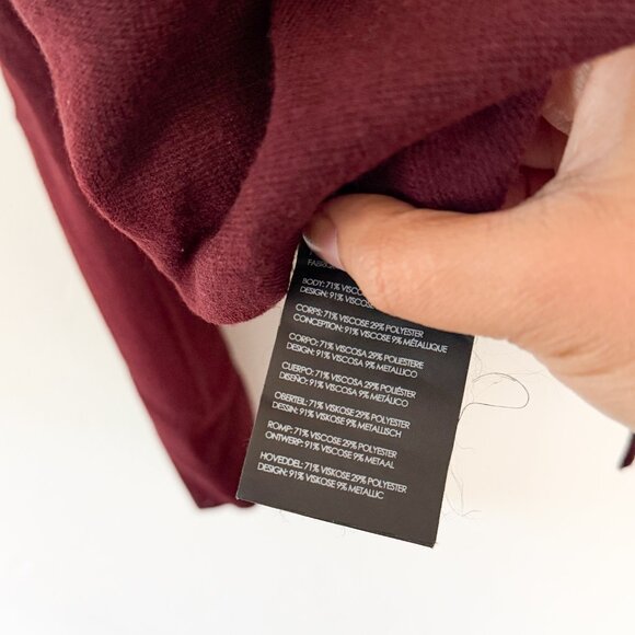 club monaco // maroon shimmer stripes button down collared knit top M - Picture 6 of 6